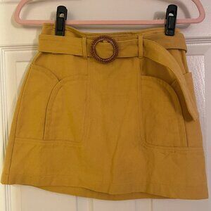 Hyfve Yellow Gold Mini Skirt with Pockets and Matching Belt
